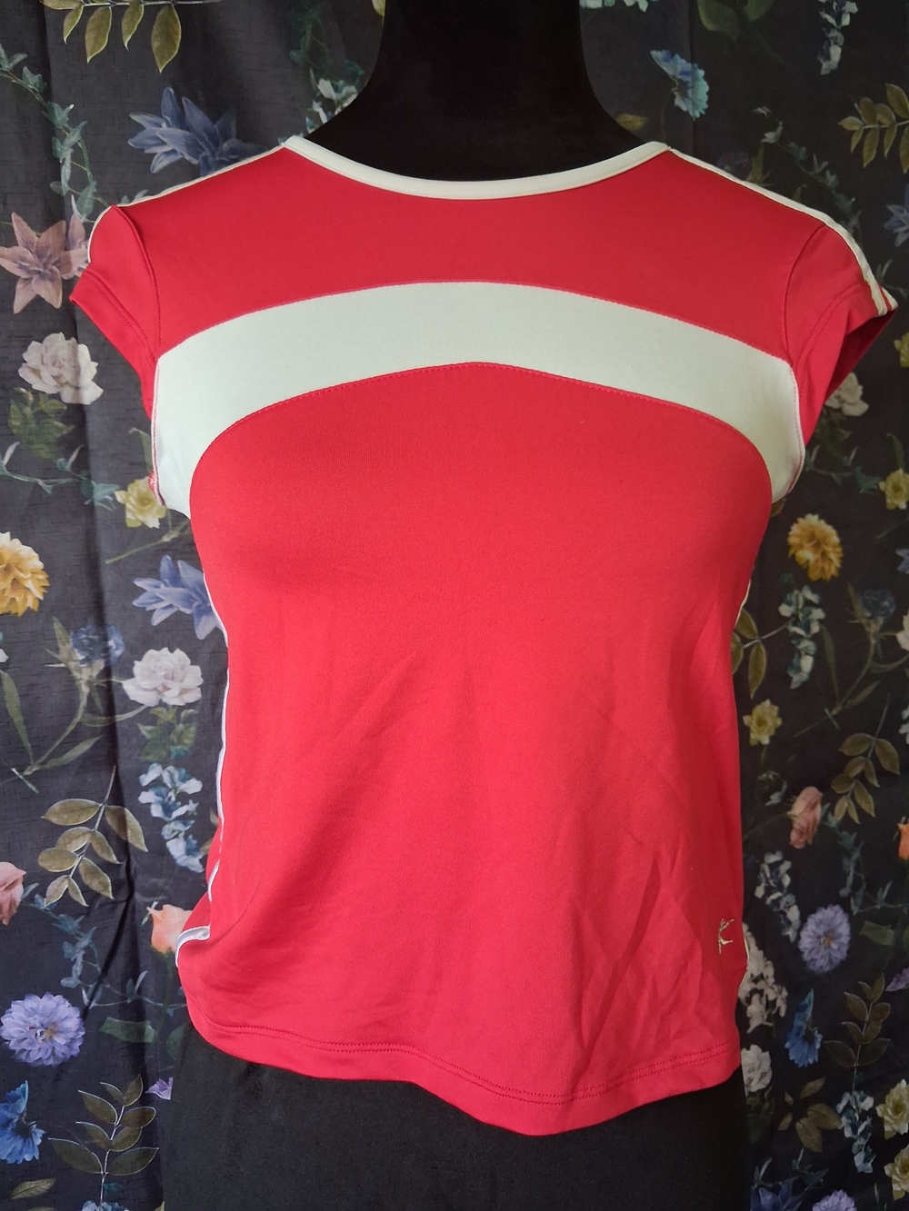 Girl's Red and White Short Sleeve Athletic Top